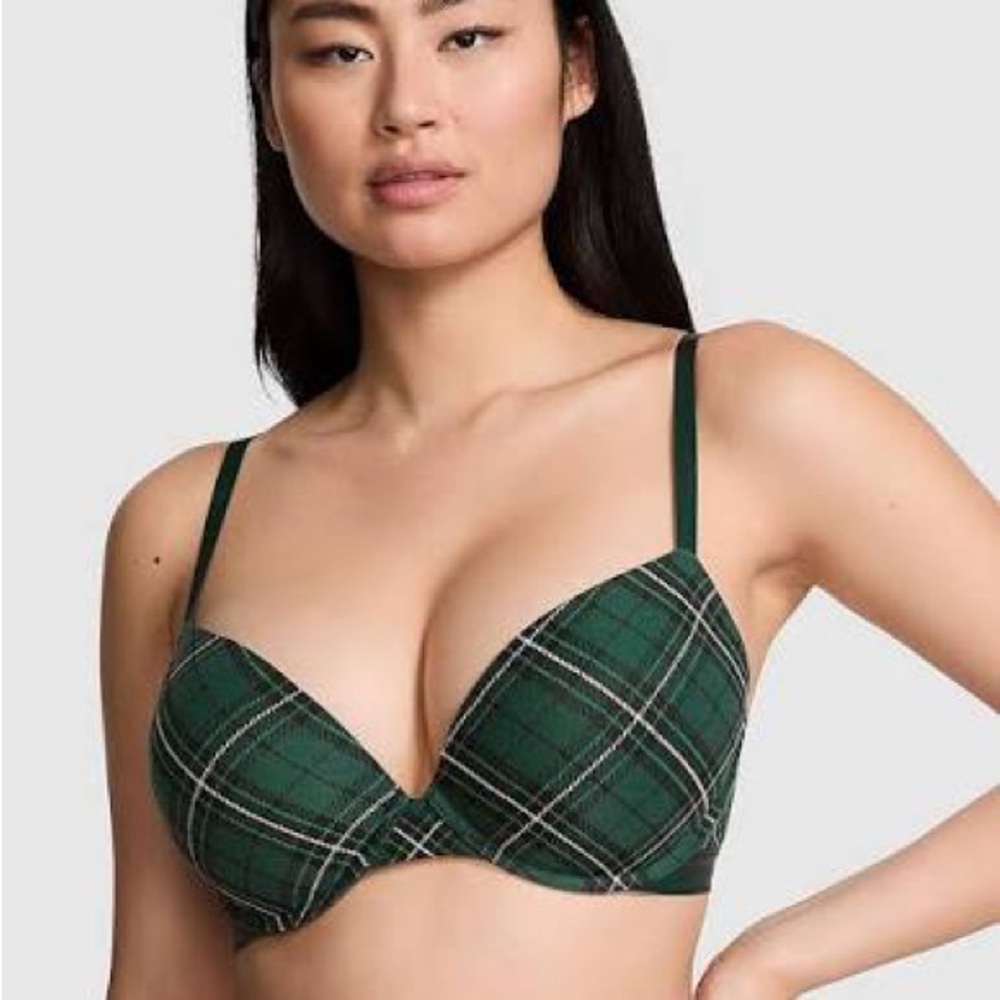 PINK Victoria's Secret Green Plaid Bra